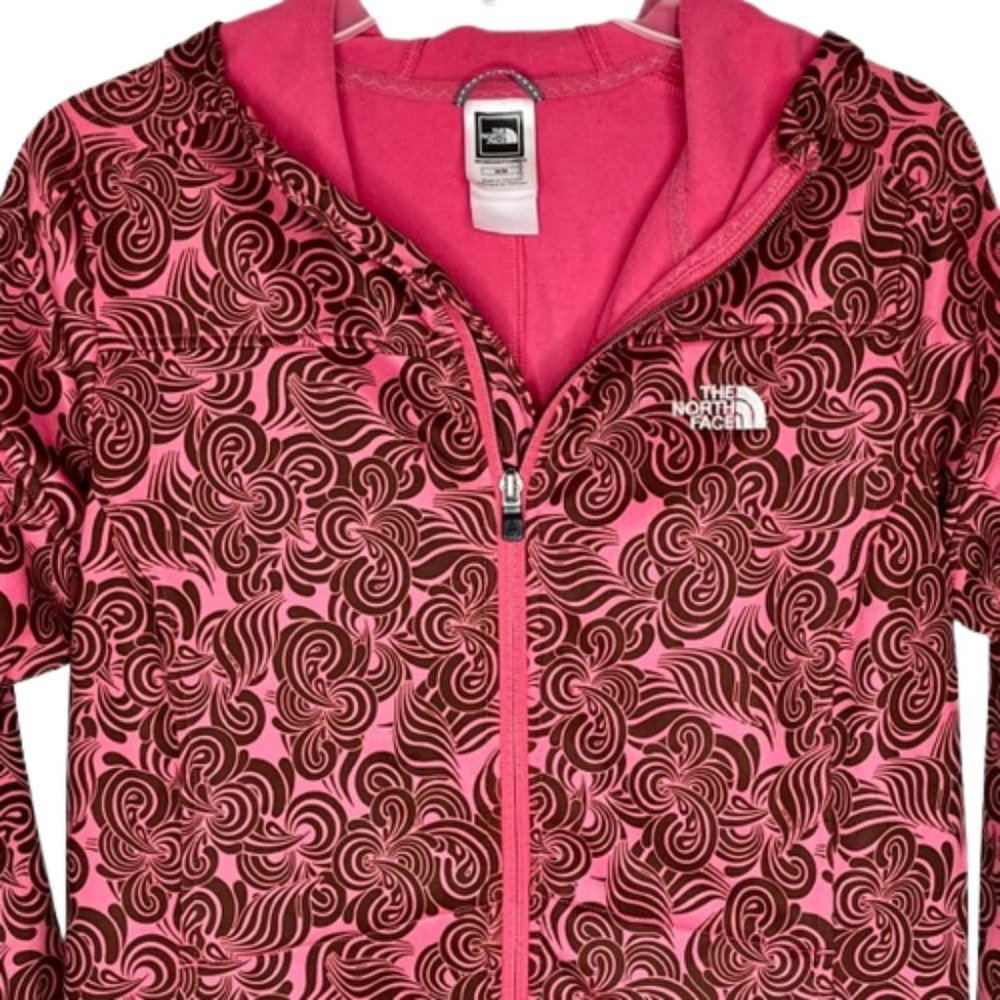 The North Face Swirly Clouds Full Zip Stretch Hooded Jacket - Pink/Brown - M - Picture 5 of 14